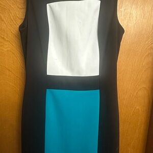 Elegant Black and Teal Colorblock Dress